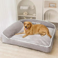 Cozy Bolster Pet Sofa Bed – Non-Slip Winter Warm Dog & Cat Kennel with Removable Washable Cover, Striped (Gray & Brown, M–3XL)